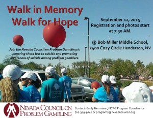 Join our team to raise awareness of Problem Gambling and Suicide! WalkFlyer1