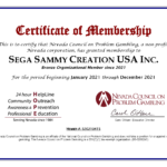 Sega Sammy member cert 5.12.21